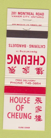 Matchbook Cover - House of Cheung Chinese Vanier City ON