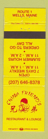 Matchbook Cover - China Friend's Chinese Restaurant Wells ME
