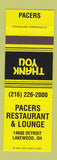 Matchbook Cover - Pacers Restaurant Lounge Lakewood OH
