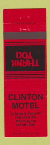 Matchbook Cover - Clinton Motel Mount Ayr IA