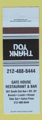 Matchbook Cover - Gate House Restaurant Bar New York City