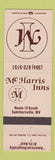 Matchbook Cover - McHarris Inns Summersville WV