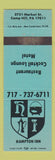 Matchbook Cover - Hampton Inn Camp Hill PA TEAL WEAR
