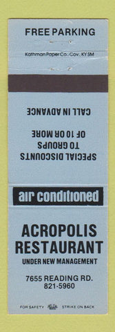 Matchbook Cover - Acropolis Restaurant Cincinnati OH BLUE