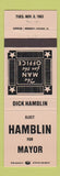 Matchbook Cover - Dick Hamblin for Mayor 1983 PEACH