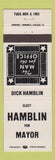 Matchbook Cover - Dick Hamblin for Mayor 1983 WHITE