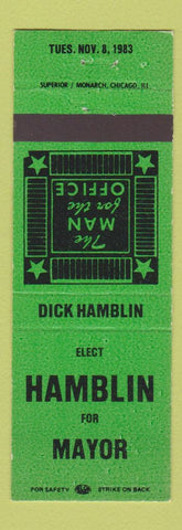Matchbook Cover - Dick Hamblin for Mayor 1983 GREEN