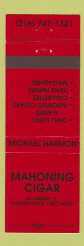 Matchbook Cover - Mahoning Cigar Tobacco Youngstown OH RED