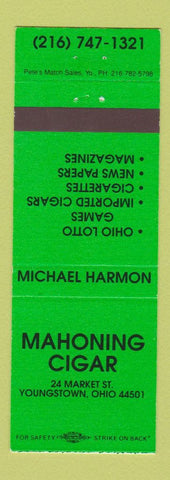 Matchbook Cover - Mahoning Cigar Tobacco Youngstown OH GREEN