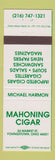 Matchbook Cover - Mahoning Cigar Tobacco Youngstown OH WHITE