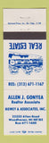 Matchbook Cover - Allen Gonyea Real Estate Howey Associates Woodhaven MI