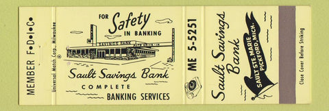 Matchbook Cover - Sault Savings Bank Sault Ste Marie ON Pickford