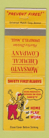 Matchbook Cover - Monsanto Chemical Springfield MA Prevent Fires Safety WEAR