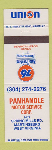Matchbook Cover - Union 76 oil gas Panhandle Martinsburg WV