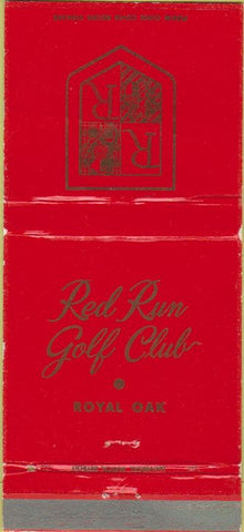Matchbook Cover - Red Run Golf Club Royal Oak MI 30 Strike
