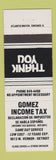 Matchbook Cover - Gomez Income Tax Accounting Detroit MI