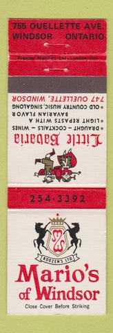 Matchbook Cover - Mario's of Windsor ON Restaurant