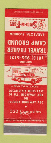 Matchbook Cover - Travel Trailer Camp Ground Sarasota FL Sun n Fun