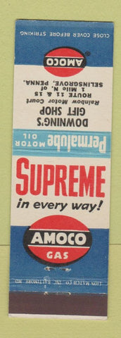 Matchbook Cover - Amoco oil gas Downing's Gift Shop Selinsgrove PA