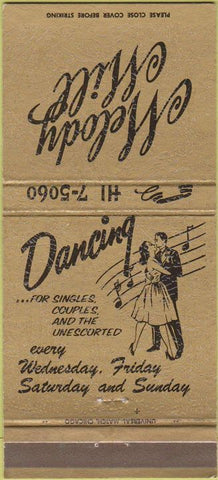 Matchbook Cover - Melody Mill North Riverside IL  30 Strike