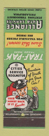 Matchbook Cover - Alliance Auto Service Philadelphia PA Cities oil gas