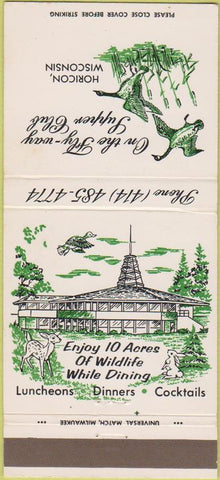 Matchbook Cover - On The Fly Way Supper Club Horicon WI 30 Strike