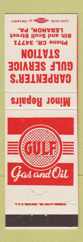 Matchbook Cover - Gulf oil gas Carpenter's Lebanon PA