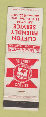 Matchbook Cover - Mobil oil gas Clifton Cincinnati OH