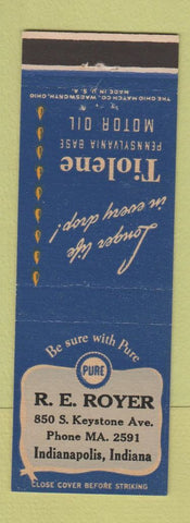 Matchbook Cover - Pure oil gas RE Royer Indianapolis IN