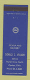 Matchbook Cover - Pure oil gas Donald Villard Canton OH
