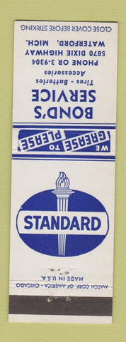 Matchbook Cover - Bond's Standard oil gas Waterford MI