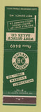 Matchbook Cover - Sinclair oil gas West Quincy MO