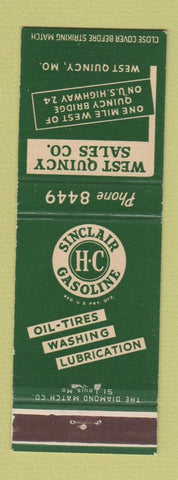 Matchbook Cover - Sinclair oil gas West Quincy MO