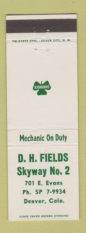 Matchbook Cover - Shamrock oil gas DH Fields Denver Colorado