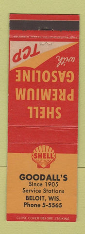 Matchbook Cover - Shell oil gas Goodall's Beloit WI