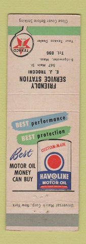 Matchbook Cover - Texaco oil gas Bridgewater MA