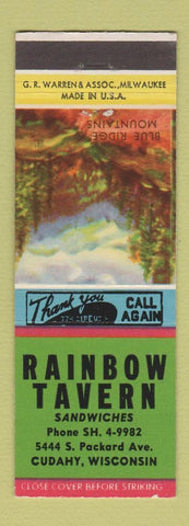 Matchbook Cover - Rainbow Tavern Cudahy WI