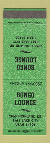 Matchbook Cover - Bongo Lounge Salt Lake City UT