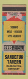 Matchbook Cover - Sandefur Tavern Carrollton KY