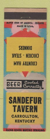 Matchbook Cover - Sandefur Tavern Carrollton KY