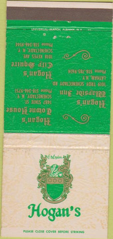 Matchbook Cover - Hogan's Schenectady NY 30 Strike