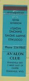 Matchbook Cover - Avalon Club Bar Evansville WY