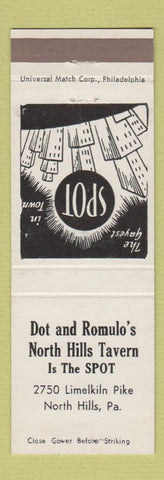 Matchbook Cover - Dot and Romulo's North Hills Tavern bar North Hills PA