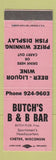 Matchbook Cover - Butch's B&B Bar Chetek WI