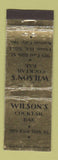 Matchbook Cover - Wilson's Cocktail Bar Kansas City MO WEAR