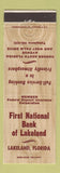 Matchbook Cover - First National Bank Lakeland FL