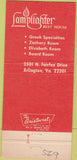 Matchbook Cover - Lamplighter Beef House Arlington VA 30 Strike