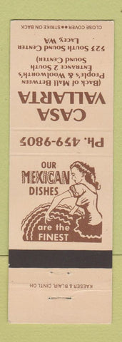 Matchbook Cover - Casa Vallarta Mexican Food Lacey WA girlie