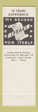 Matchbook Cover - Agnes Melanz Clerk of Court Election Sheboygan County WI