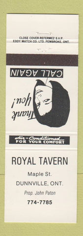 Matchbook Cover - Royal Tavern Dunnville ON girlie
